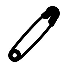 Simple black and white safety pin illustration on a white background