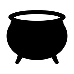 Simple black silhouette of a cauldron filled with a mysterious white liquid