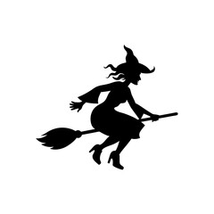 witch broom silhouette on white background  .svg
