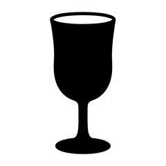 Elegant black silhouette of a classic wine glass on a white background