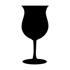 Elegant wine glass silhouette against a white background with a modern shape