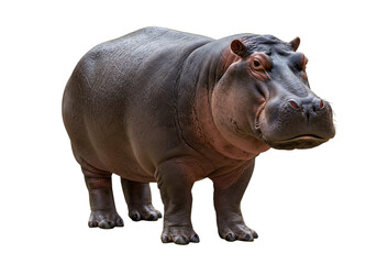 Fototapeta premium Full body hippopotamus isolated on transparent background for educational and commercial use.