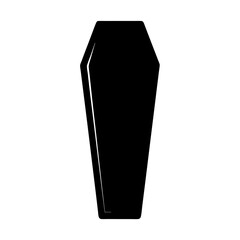 Isolated Black Coffin Silhouette on White Background for Halloween or Funeral