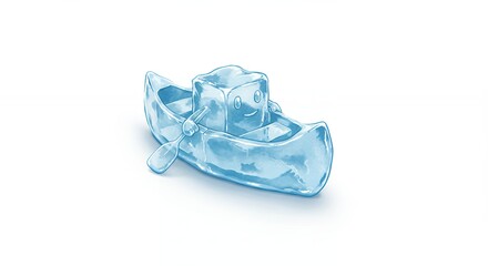 Translucent blue boat isolated on white background conceptual design
