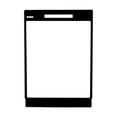 Monochrome illustration of a modern smart phone device with blank screen
