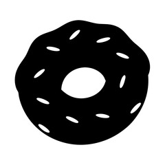 Fototapeta premium Silhouette donut with sprinkles against a white background creates graphic simplicity