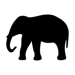 Black Silhouette of a Majestic Elephant, a Symbol of Strength and Wisdom