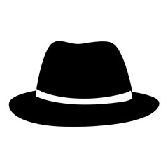 Vintage Black Fedora Hat with White Band Classic Headwear Silhouette