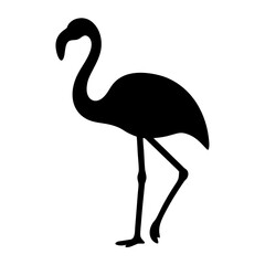Silhouette of a flamingo walking gracefully on a white background artwork