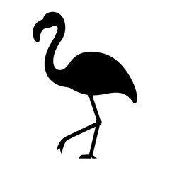 Silhouette of a flamingo walking gracefully on a white background artwork