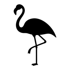 Elegant Flamingo Silhouette Standing Tall on One Leg Against White Background