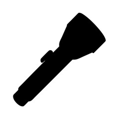 Black silhouette of a flashlight on a white background provides light