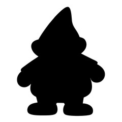 Simple gnome silhouette on a white background with pointed hat design
