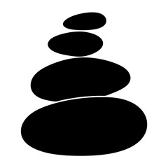 Black stones stacked in zen balance on a white isolated background