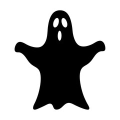 Black and white spooky ghost with oval eyes, ready for Halloween