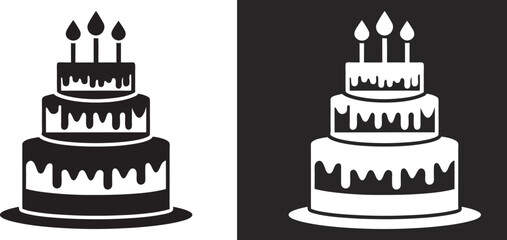 Birthday cake silhouette, Birthday cake vector illustration