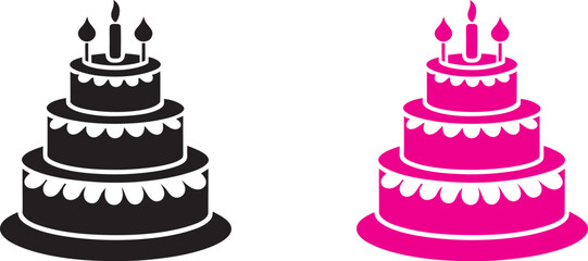 Birthday cake silhouette, Birthday cake vector illustration