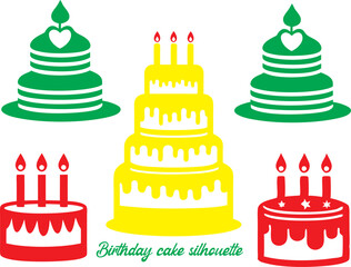 Birthday cake silhouette, Birthday cake vector illustration