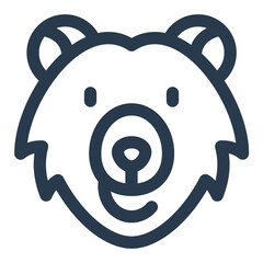 Brown Bear Face with Rounded Ears