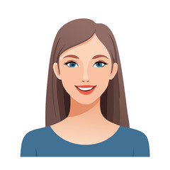 Fototapeta premium Flat Vector. Portrait of only one Woman. Simple Background.