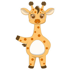 Cute Baby Giraffe Character. Vector Cartoon Illustration.