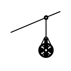 zip line pulley silhouette on white background  