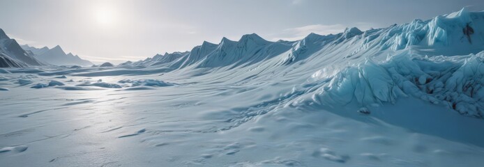 Stunning frozen waves on a glacier blue, frosted surface ,  landscape, Frozen