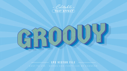 Groovy retro text style, editable text effect.
