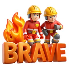 Hand drawn firefighters putting out a fire