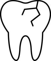 Crack in Tooth Outline Simple Linear Image Collection. Editable Stroke. Perfect for Web Sites, Books, Cards, Apps