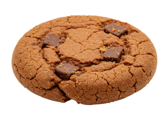 Chocolate chip cookie isolated on transparent background for baking, dessert, and snack related projects.