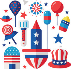 Obraz premium USA Pride and Celebration 4th of July Party Illustration – American Flag Themed Decor Vector.