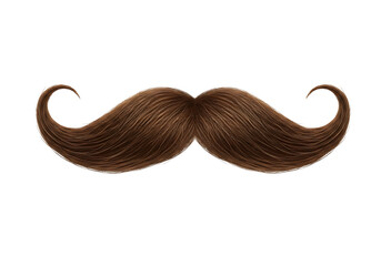 Brown mustache isolated on transparent background for graphic design, party decorations, and costume props.