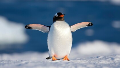 Gentoo penguin on ice