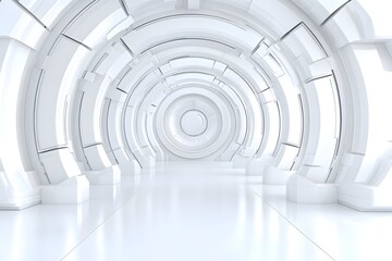 Obraz premium A futuristic, white, circular corridor with a sleek, minimalist design