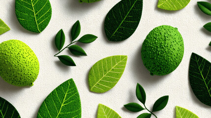 Vibrant nature leaf pattern background featuring soft shadows studio setting digital illustration