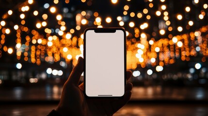 Smartphone in city lights