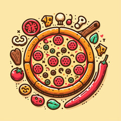 vector illustration of a pizza
