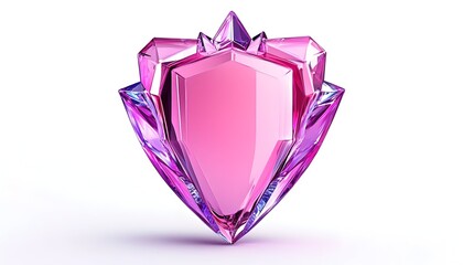 A pink, crystal-like shield with sharp edges and a reflective surface