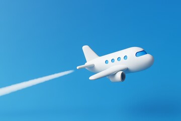 Naklejka premium Simple Airplane Flying in a Clear Blue Sky with Contrail Effects