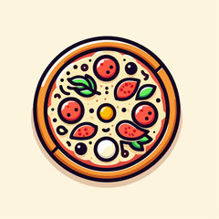 pizza with salami and tomato