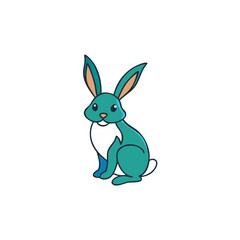 Cute rabbit on white vector illustration