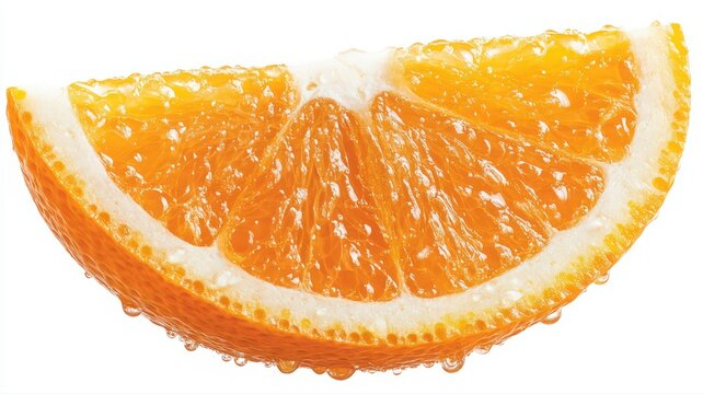 Close-Up of a Juicy Orange Slice with Water Droplets