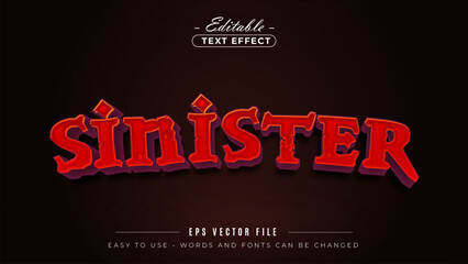 Red sinister text, editable text effect.