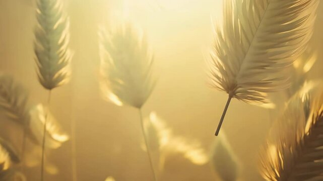 Golden Foxtail Grass Field Nature's Glow in Gentle Breeze, Serene and Warm Ambiance, 4K.