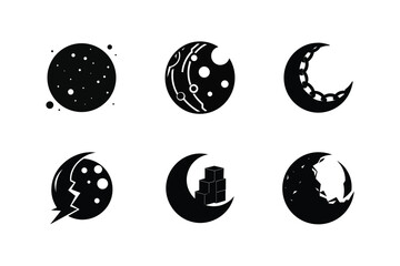 Moon Silhouette Vector Illustrations Set-1