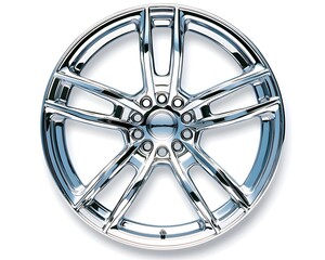A single chrome-plated alloy wheel with a five-spoke design