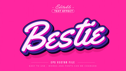 Pink bestie text effect, editable text effect.