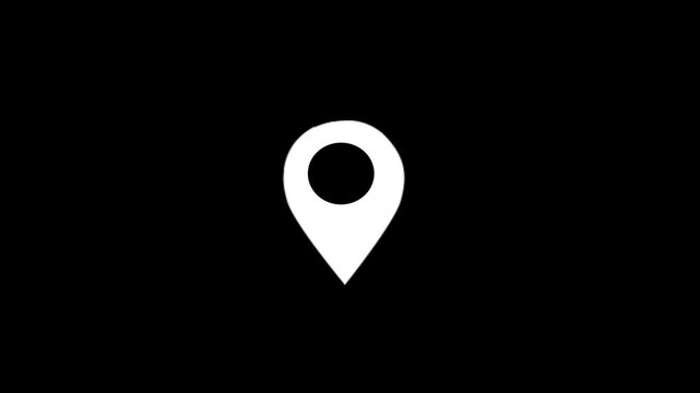 location icon animation dark screen. gps sign. location symbol, map point, location pin concept on transparent background. location pointer symbol.