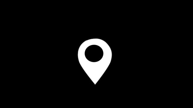 location icon animation dark screen. GPS sign. location symbol, map point, location pin concept on transparent background. location pointer symbol.